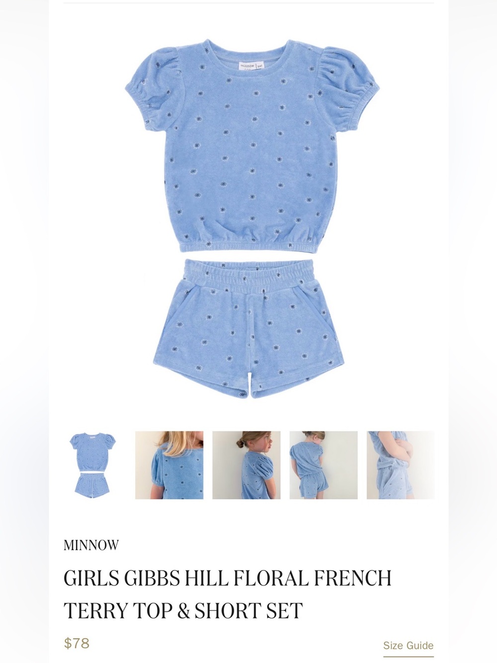 MINNOW GIBBS HILL FLORAL FRENCH TERRY TOP & SHORT SET